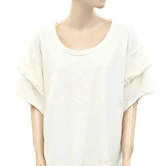 Free People What A Waist Tunic Tee Top Solid Cotton Oversized Ivory S New - Picture 4 of 7